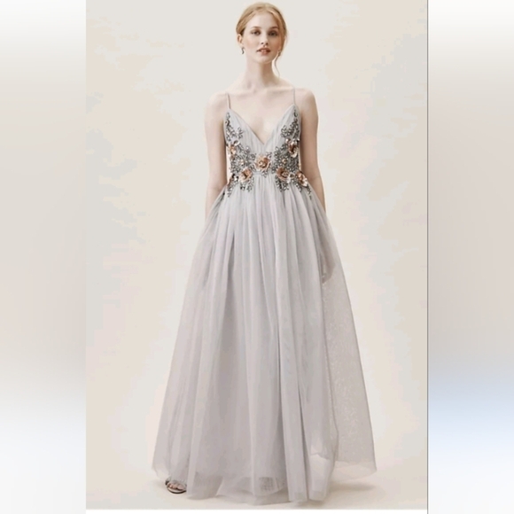 BHLDN Gray Embellished Gown - Picture 1 of 11